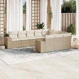 vidaXL 10-dijelni set vrtnih sofa s jastucima bež od poliratana | shoptok.hr
