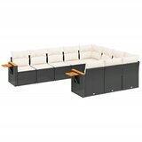  10-dijelni set vrtnih sofa s jastucima crni od poliratana | shoptok.hr