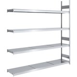 hofe Sestavljiv regal z velikimi policami, pocinkan, polica ŠxG 2250 x 500 mm, priključni regal, 4 jeklene police, višina 2500 mm | Shoptok.si