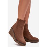 Boto Insulated wedge boots made of eco-suede brown Mavona | Shoptok.si