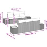  Vrtna garnitura - 7-dijelni set vrtnih sofa s jastučićima Bež Poli Ratan Akacija | shoptok.hr