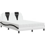  The Living Store Postelja z vzmetnico bela in črna 120x200 cm umetno usnje - Postelja, (21497575) | Shoptok.si