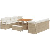 vidaXL set vrtne sofe od 11 dijelova s jastučićima bež poly rattan akacija, dvosedna vrtna sofa s jastučićima bež poly rattan, set za vrtno objedovanje od 3 dijela s jastučićima bež poly rattan akacija | shoptok.hr