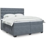 vidaXL Box spring postelja z vzmetnico temno siva 200x200 cm žamet Cene