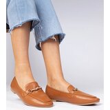 Gemre Brown elegant loafers with a gold ornament and rhinestones Kalisa | Shoptok.si