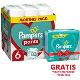 Pampers Pelene Pants 6, Monthly, MSB, 132/1 + Vlažne maramice Fresh 4x52 Cijene