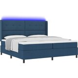 LED Box Spring Krevet s uzglavljem Plava 200 x 200 cm tkanina | Eponuda.com