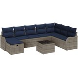 vidaXL Vrtna sedežna garnitura z blazino 9 pcs Siva in mornarsko modra, (5000021010) | Shoptok.si