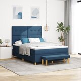 vidaXL Podižna postelja z vzmetnico in klopjo modra 140x190 cm tkanina, (22049730) | Shoptok.si