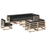  The Living Store Vrtna sedežna garnitura 9-delna z blazinami trdna borovina - Vrtna Sedežna Garnitura, (21451188) | Shoptok.si