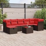  8-dijelni set vrtnih sofa s jastucima smeđi od poliratana | shoptok.hr
