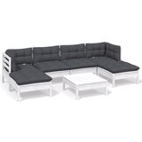 Maison Chic Seti vrtnega pohištva - Vrtna garnitura - Vrtni pohištvo set 7-delna z blazinami bela borovina, (21804146) | Shoptok.si