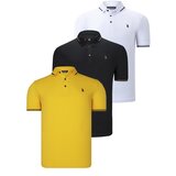 Dewberry TRIPLE SET T8586 MEN'S T-SHIRT-BLACK-WHITE-YELLOW Cijene