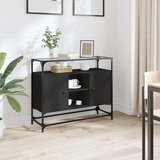  Komoda sa staklenom površinom crna 98x35x81 cm drvena | shoptok.hr