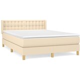  Krevet s oprugama i madracem krem 140 x 190 cm od tkanine | shoptok.hr
