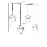 Opviq Küre 4 Lü Sıralı siyah Füme Camlı Sarkıt dark grey chandelier | ePonuda.com