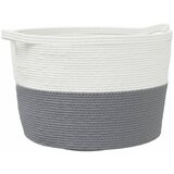 vidaXL Košara za perilo siva in bela Ø60x36 cm bombaž, (21236890) | Shoptok.si