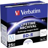 Verbatim 1x5 M-Disc BD-R Blu-Ray 25GB 4x Speed, Jewel Case print. u