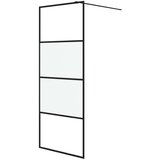 Pregrada za tuš crna 80 x 195 cm s napola mutnim staklom ESG | shoptok.hr