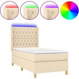  Box spring postelja z vzmetnico LED krem 90x200 cm blago, (20898597) | Shoptok.si
