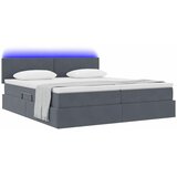  Krevet s LED trakama s pohranom Tamno siva 200 x 200 cm Baršun | shoptok.hr