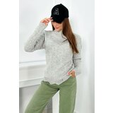 Kesi Sweater with decorative ruffle in gray color Cene