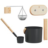  Set pribora za saunu 5 pcs Crna Aluminij i čvrsto drvo bora | shoptok.hr
