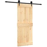  Klizna vrata Prirodna i crna 85 x 210 cm Čvrsta borovina Smeđa 200 x 5.5 x 210 cm | Shoptok.si