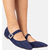 Gemre Navy blue women's ballet flats with buckle and crystals Piona | Shoptok.si