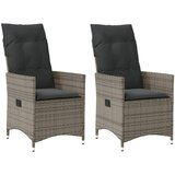 Maison Chic Nastavljivi vrtni stoli - Stol za vrt 2 kosa z blazinami siv poli ratan JS92, (21878035) | Shoptok.si