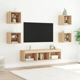 7-dijelni zidni TV elementi s LED svjetlima boja hrasta drveni | shoptok.hr