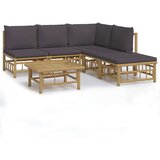  6-dijelna vrtna garnitura od bambusa s tamnosivim jastucima | shoptok.hr