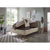 Meise Möbel Bež oblazinjena zakonska postelja s prostorom za shranjevanje z letvenim dnom 140x200 cm Riva – | Shoptok.si