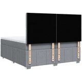 vidaXL Box spring postelja z vzmetnico svetlo siva 200x200 cm blago | Shoptok.si