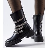 Gemre Black ankle boots with decorative chains Bacco | Shoptok.si