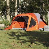 vidaXL Šotor za kampiranje za 6 oseb siv in oranžen vodoodporen | Shoptok.si