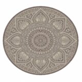 tepih outdoor okrugli slonova kost/srebrno /taupe 160cm