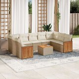  10-dijelni set vrtnih sofa s jastucima bež od poliratana | shoptok.hr