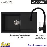  Sudopera Ulgranit ULG780 (CRNA) + fleksibilna slavina Minotti - SET Cene