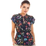 Infinite You Woman's Blouse M194 Navy Blue Flowers | shoptok.hr