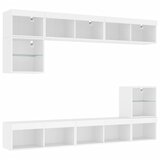  8-dijelni zidni TV elementi s LED svjetlima bijeli drveni | Eponuda.com