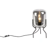 QAZQA Pametno oblikovana namizna svetilka črna z dimnim steklom, vključno z WiFi A60 - Bliss