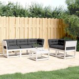  5-dijelni set vrtnih sofa s jastucima bijeli masivna borovina | Eponuda.com