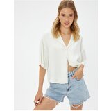 Koton Viscose Satin Shirt with Short Sleeves and Buttons | Shoptok.si