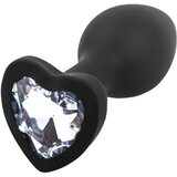 Sunfo - Silikonski analni dildo s kamnom v obliki srca (črno-bel) | Shoptok.si