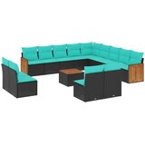  Vrtni set s jastucima, 14 dijelova, crni poliratan | Eponuda.com