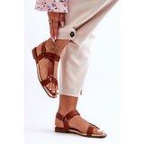 Boto Women's Flat Sandals with Velcro Camel Lissa | ePonuda.com