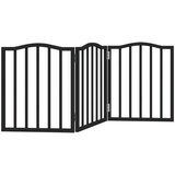  Vrata za pse s 3 panela sklopiva crna 150 cm od drva topole | shoptok.hr