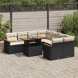 9-dijelni set vrtnih sofa s jastucima crni od poliratana bagrem | shoptok.hr