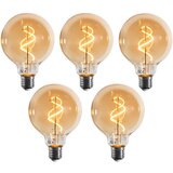 LUEDD Set van 5 E27 dimbare LED lamp spiraal filament G95 goud 4W 270 lm 2100K | Shoptok.si